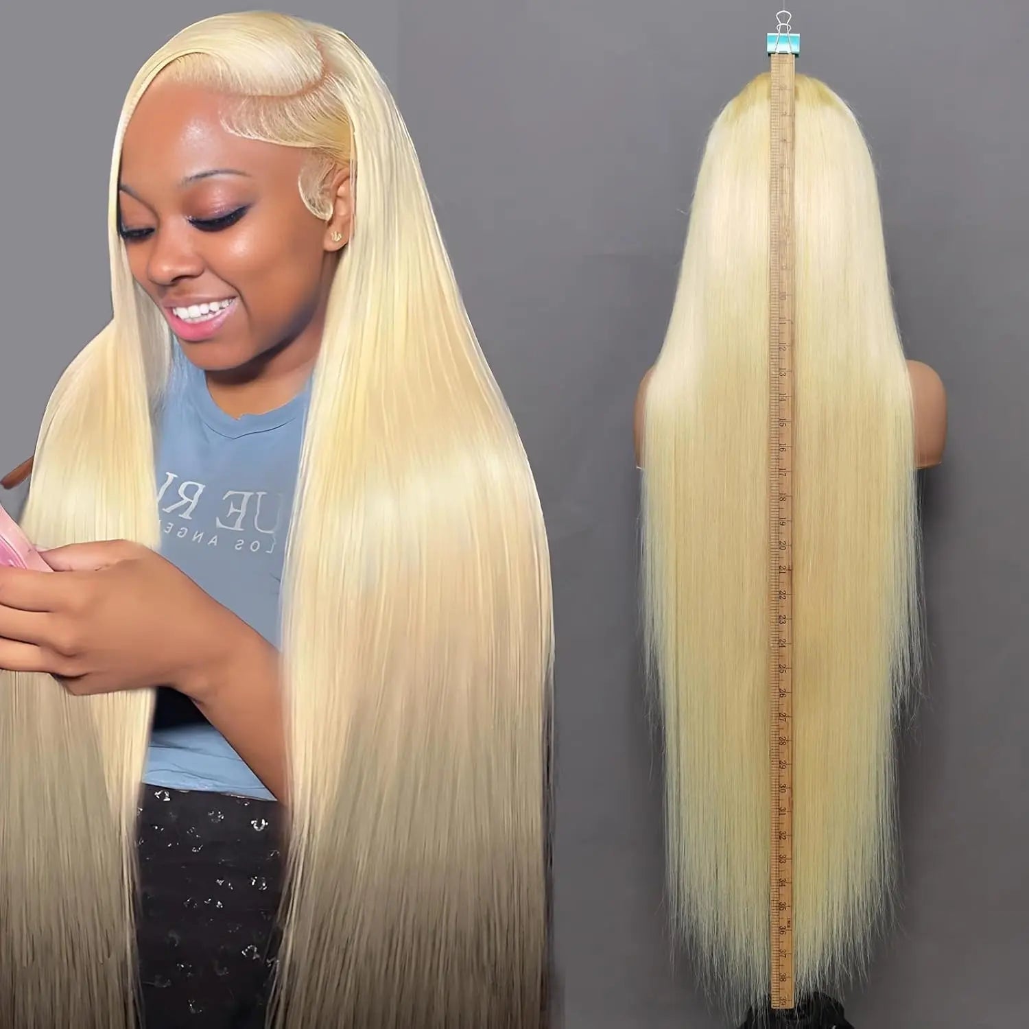 Tuneful 13X6 Lace Front Wig Human Hair 180% Density 613 Blonde Straight HD Transparent Lace Frontal Wigs Human Hair Pre Plucked with Baby Hair 40 Inch Blonde Wigs Human Hair Summervibes